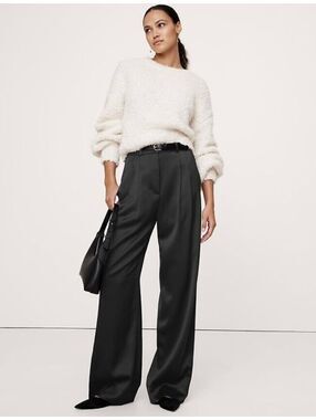 Banana Republic The Soho Wide-Leg Pant in Italian Satin black 14